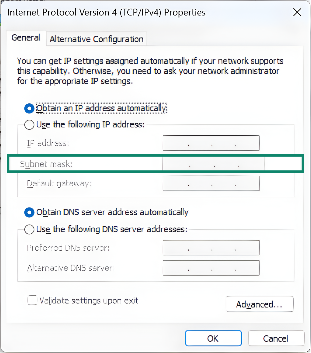 Windows 11 IPv4 user menu, with the