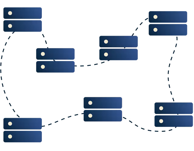 Serveurs connect&eacute;s les uns aux autres.